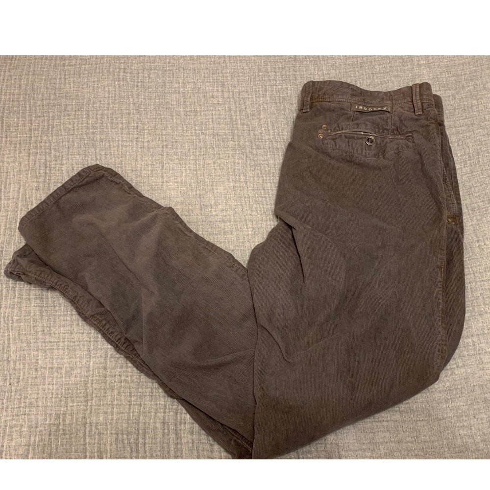 Incotex Corduroy Pants Mens Charcoal Gray Flat Front Casual Trousers Size 38